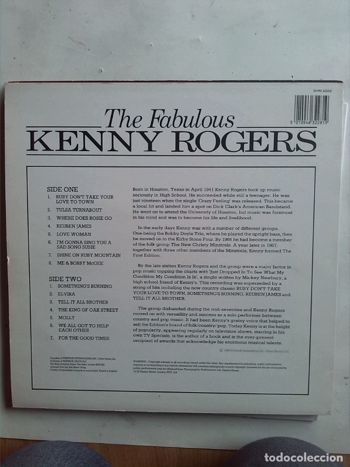 Discos de vinilo: KENNY ROGERS THE FABULOUS KENNY... - Foto 2