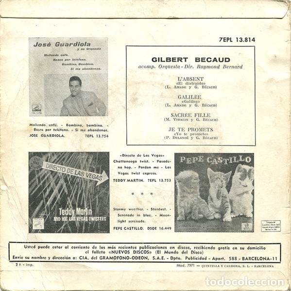 Discos de vinilo: LAbsent - Gilbert B&eacute;caud - Foto 4