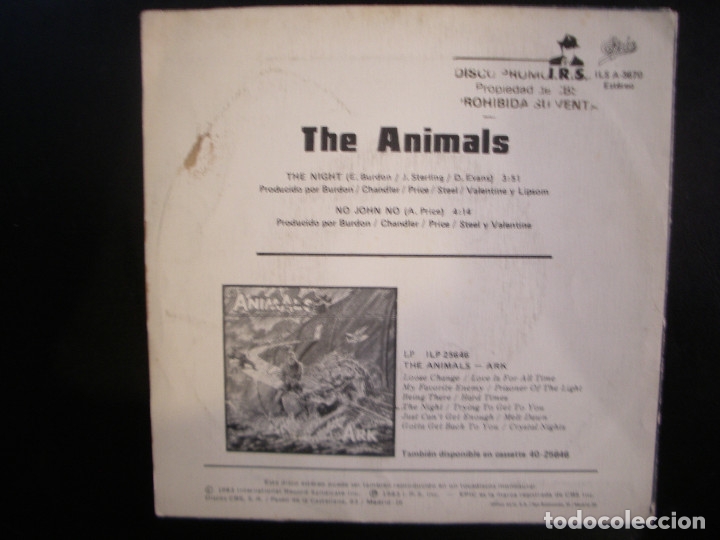 Discos de vinilo: THE ANIMALS- THE NIGHT. SINGLE. - Foto 2