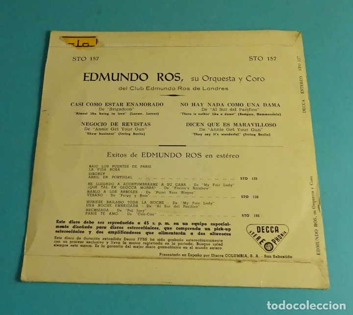 Discos de vinilo: EDMUNDO ROS, SU ORQUESTA Y CORO - Foto 2