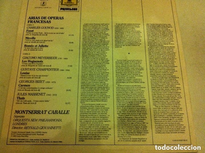 Discos de vinilo: Monserrat caball&eacute; . arias operas francesas - Foto 2