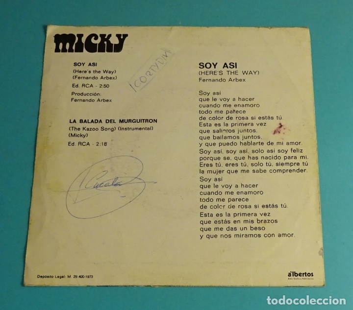 Discos de vinilo: MICKY. SOLO CARPETA SIN VINILO - Foto 2