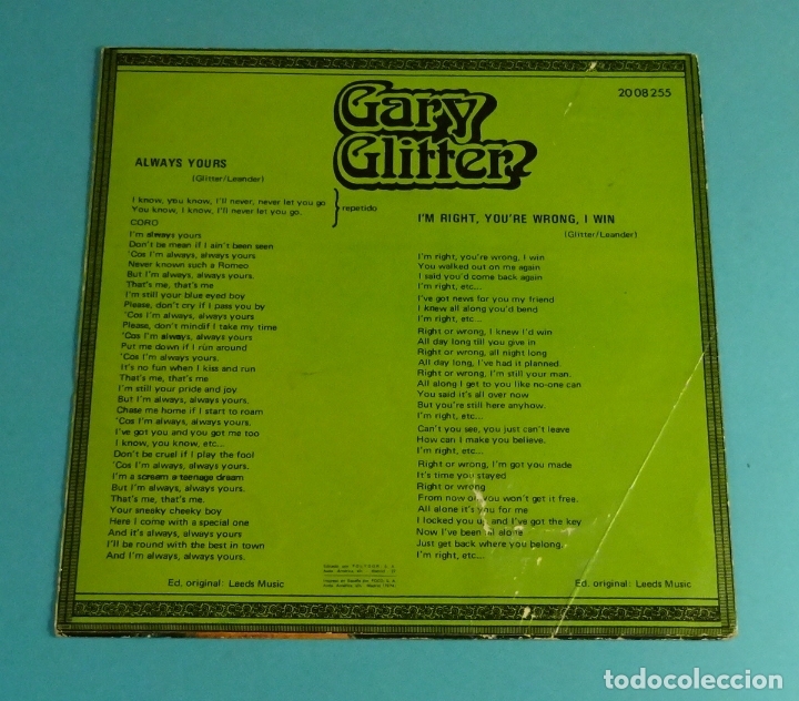Discos de vinilo: GARY GLITTER. SOLO CARPETA SIN VINILO - Foto 2