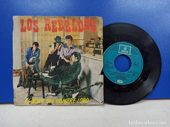 Discos de vinilo: SINGLE DISCO VINILO LOS REBELDES EL ROCK DEL HOMBRE LOBO - Foto 1