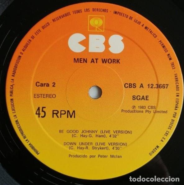Discos de vinilo: (MAXI) Men At Work. Dr. Heckyll & Mr. Jive, CBS A 12.3667 - Foto 4