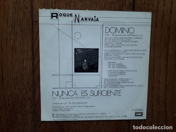 Discos de vinilo: Roque narvaja - domin&oacute;  +  nunca es suficiente - Foto 2