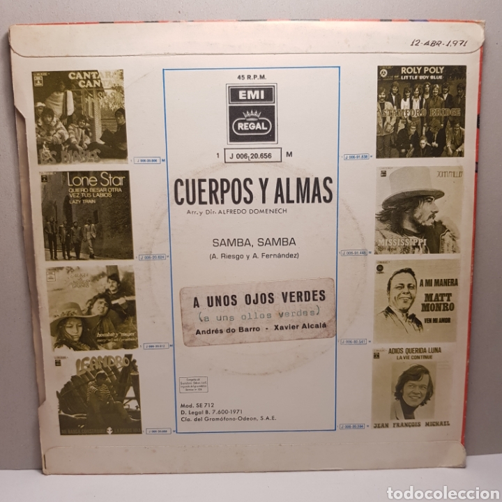 Discos de vinilo: CUERPOS Y ALMAS - SAMBA SAMBA SINGLE - Foto 2
