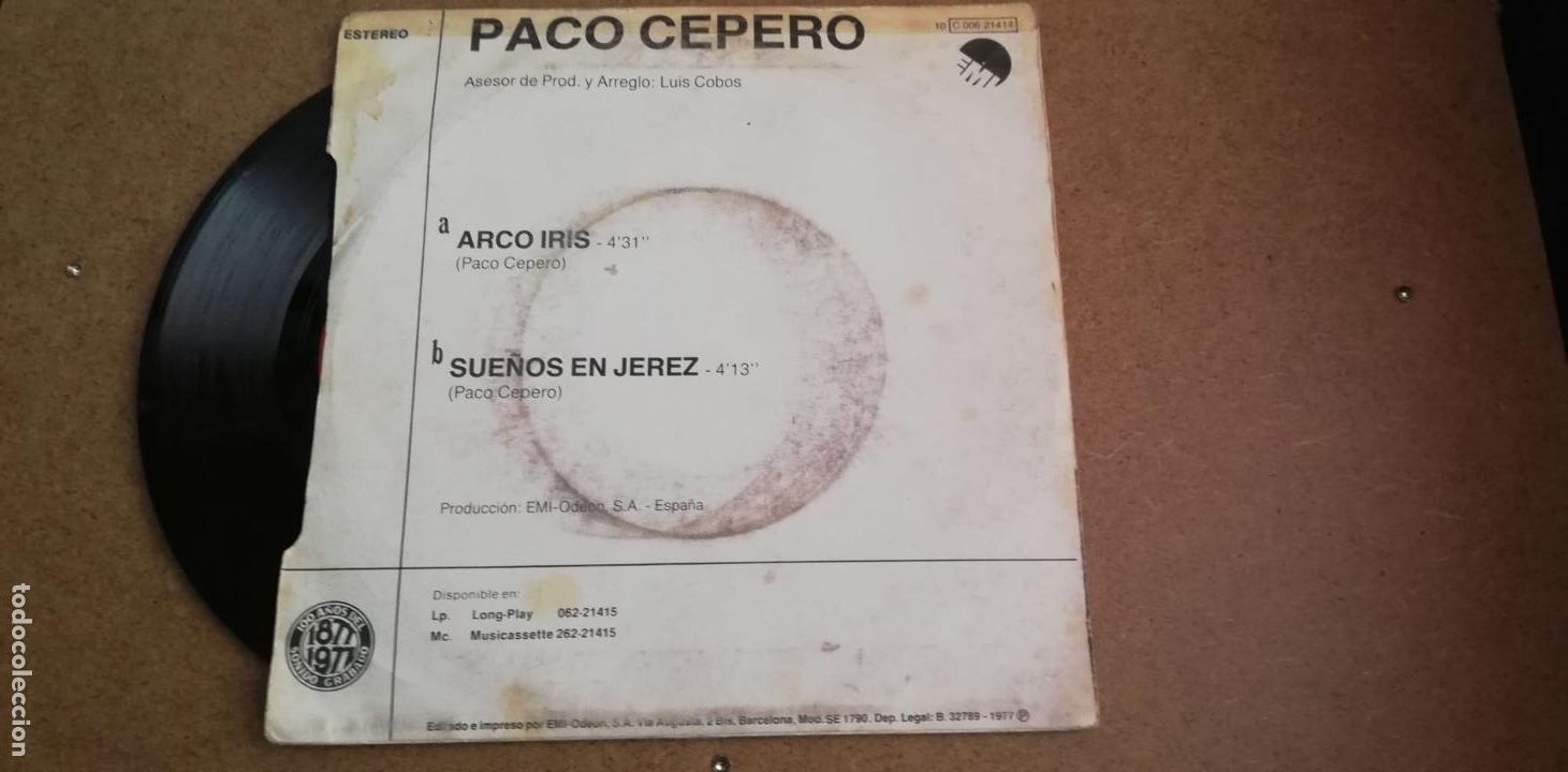 Discos de vinilo: Single - Paco Cepero - Arco Iris - Year 1977 - Edition Spanish - Foto 2