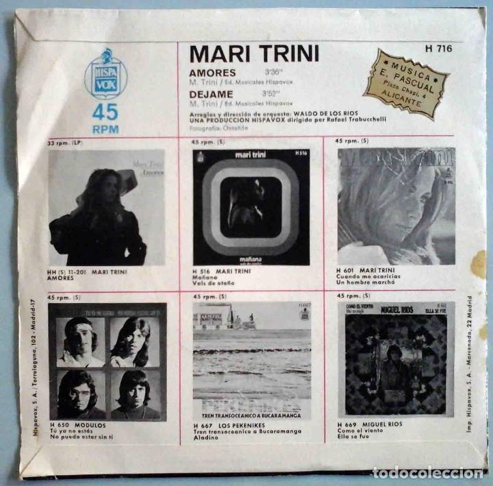 Discos de vinilo: Mari Trini - Amores / D&eacute;jame - Foto 2