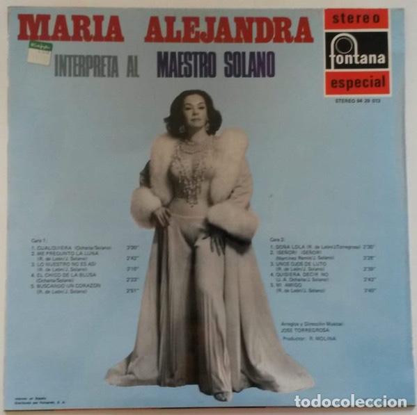 Discos de vinilo: Interpreta Al Maestro Solano - Maria Alejandra - Foto 2