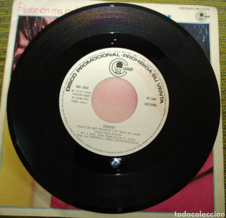 Discos de vinilo: Chrissy - f&iacute;jate en mis palabras - Foto 2