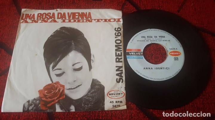 Disques de vinyle: ANNA IDENTICI **Una Rosa Da Vienna ** SAN REMO 1966 VINILO Venezuela  EP SINGLE
