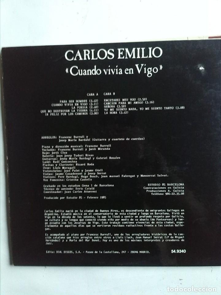 Discos de vinilo: CARLOS EMILIO CUANDO VIVIA EN VIGO - Foto 3