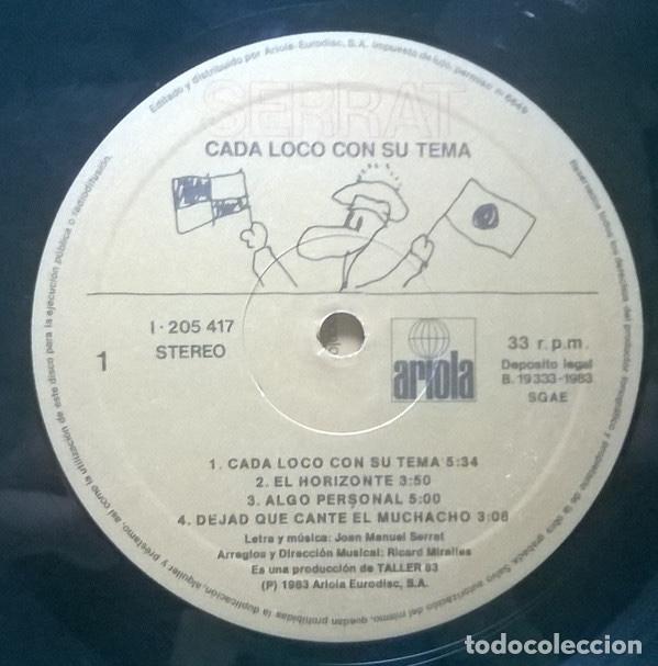 Discos de vinilo: Cada Loco Con Su Tema - Joan Manuel Serrat - Foto 3