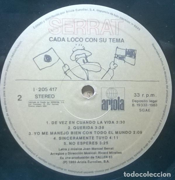 Discos de vinilo: Cada Loco Con Su Tema - Joan Manuel Serrat - Foto 4