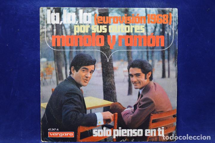 Discos de vinilo: MANOLO Y RAMON - LA,LA,LA / SOLO PIENSO EN TI - SINGLE - Foto 1