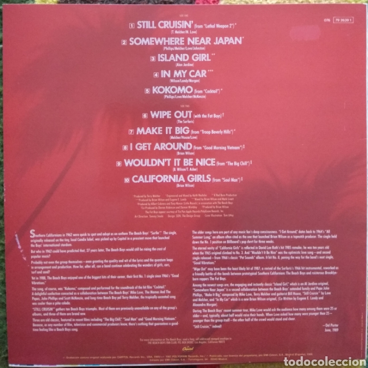 Discos de vinilo: The Beach Boys&nbsp;&lrm;&ndash;&nbsp;Still Cruisin - Foto 2