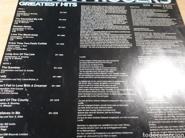 Discos de vinilo: KENNY ROGERS GREATEST HITS - Foto 2