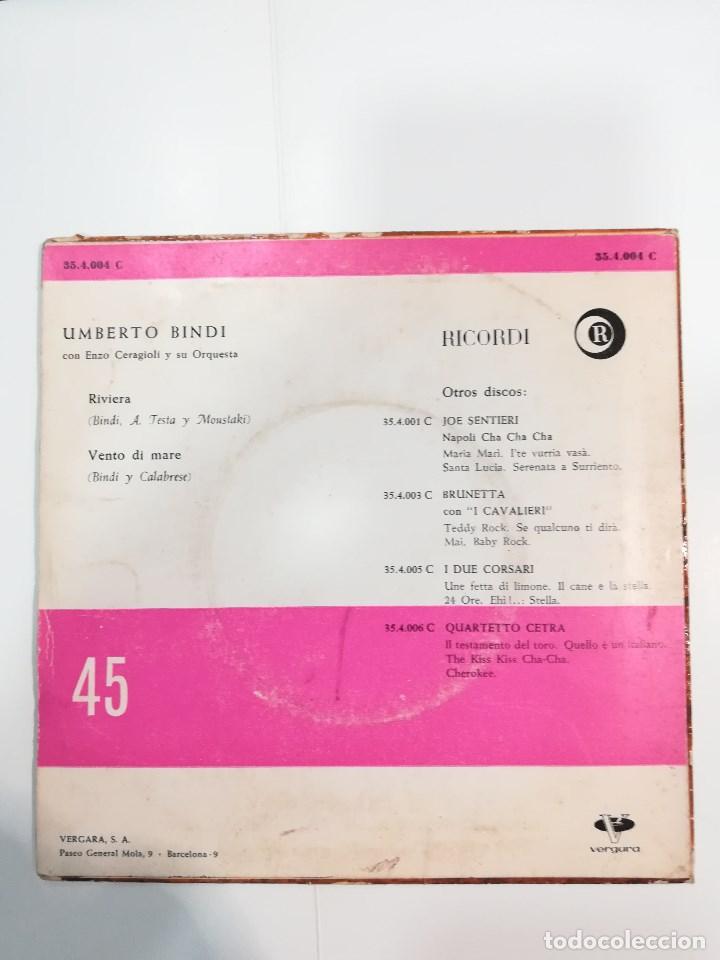 Discos de vinilo: UMBERTO BINDI: RIVIERA / VENTO DI MARE - Foto 2