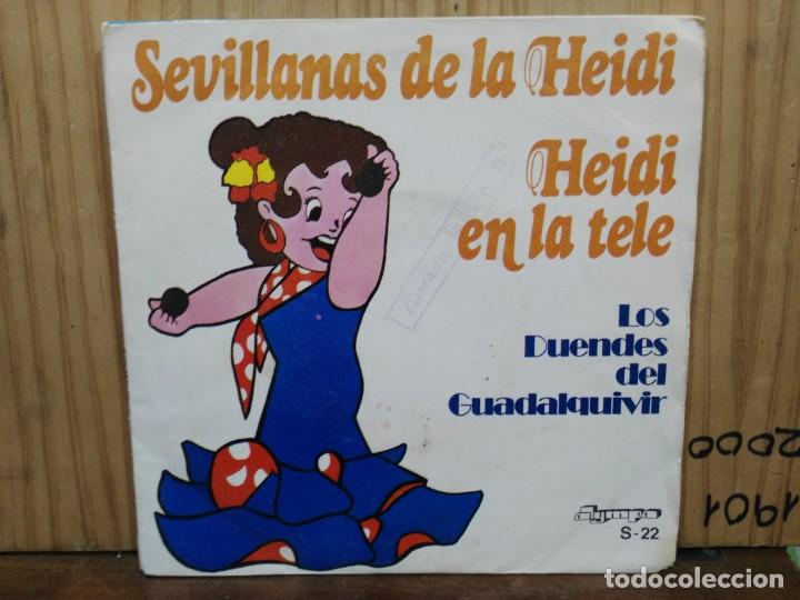 Discos de vinilo: Los Duendes del Guadalquivir - Sevillanas de la Heidi / Heidi en la tele - Single sello Olympo 1976