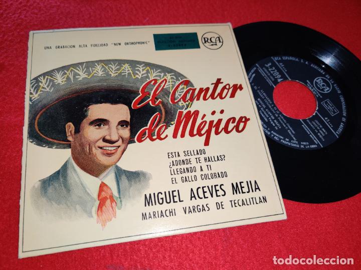 Discos de vinilo: MIGUEL ACEVES MEJIA&MARIACHI VARGAS TECALITLAN ESTA SELLADO/&iquest;ADONDE TE HALLAS?/+2 7''EP 195? SPAIN