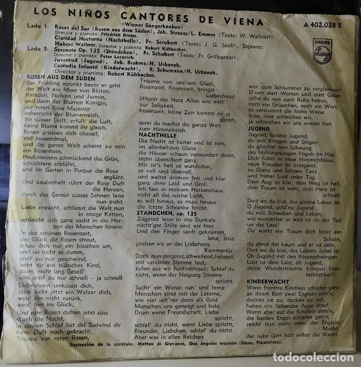 Discos de vinilo: EP argentino de Los Niños Cantores de Viena año 1959 - Foto 2 - 56469524