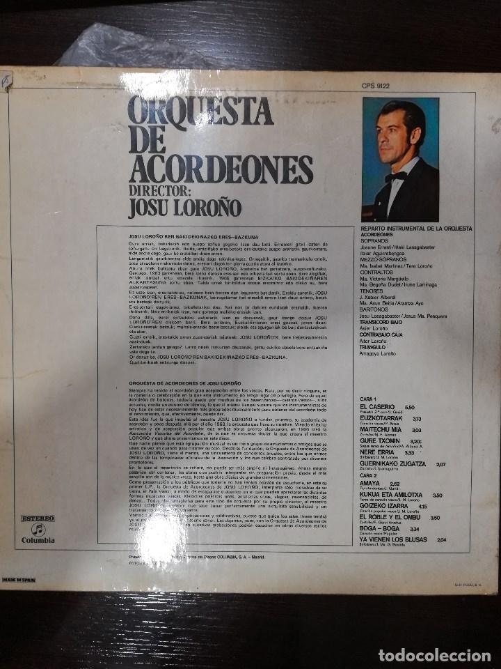 Discos de vinilo: JOSU LORO&Ntilde;O: ORQUESTA DE ACORDEONES - Foto 2