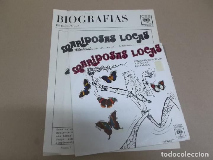 Disques de vinyle: ERNESTITO BLANCAFLOR Y SUS AVES DEL PARAISO (SINGLE) MARIPOSAS LOCAS A&Ntilde;O &ndash; 1975 &ndash; CON HOJA PROMOCION