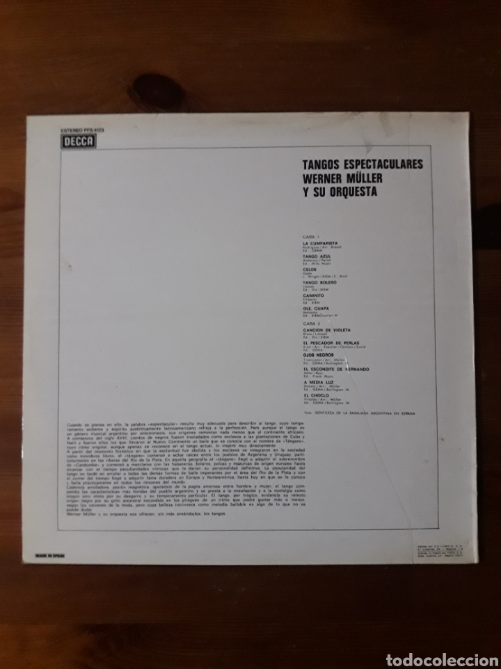 Discos de vinilo: TANGOS ESPECTACULARES, WERNER M&Uuml;LLER Y SU ORQUESTA - Foto 2