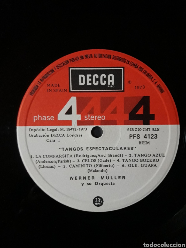Discos de vinilo: TANGOS ESPECTACULARES, WERNER M&Uuml;LLER Y SU ORQUESTA - Foto 3