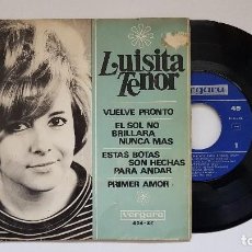 Discos de vinilo: LUISITA TENOR - EP. VUELVE PRONTO + 3 CANCIONES. AÑO 1.966. EDITADO POR VERGARA. Lote 186242415