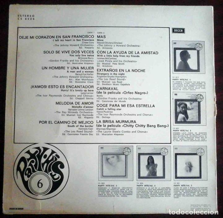 Discos de vinilo: Portada de LP: Party Hits 6 - Decca - Foto 2