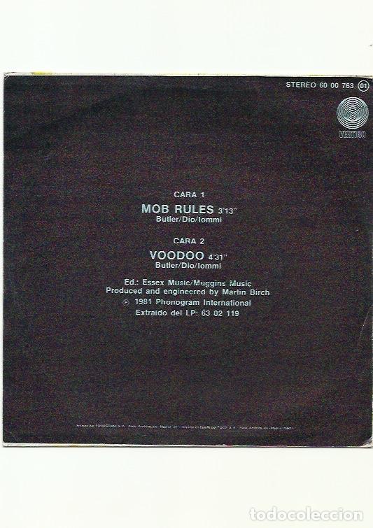 Discos de vinilo: BLACK SABBATH. Mob rules  -- Domina la masa          (vinilo single 1981 - Foto 2