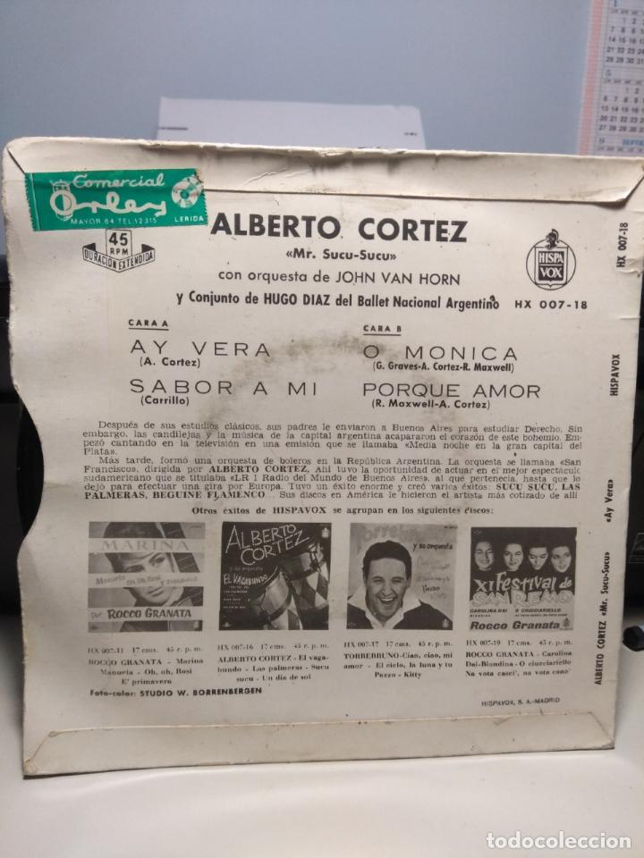 Discos de vinilo: EP ALBERTO CORTEZ : AY VERA + 3 - Foto 2