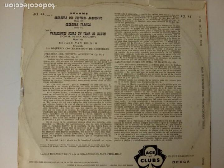 Discos de vinilo: JOHNNES BRAHMS. (1960) - Foto 5