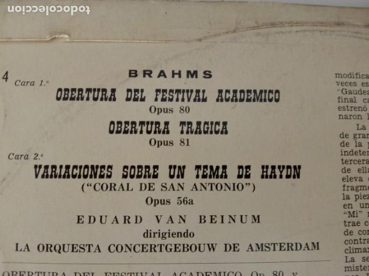 Discos de vinilo: JOHNNES BRAHMS. (1960) - Foto 4