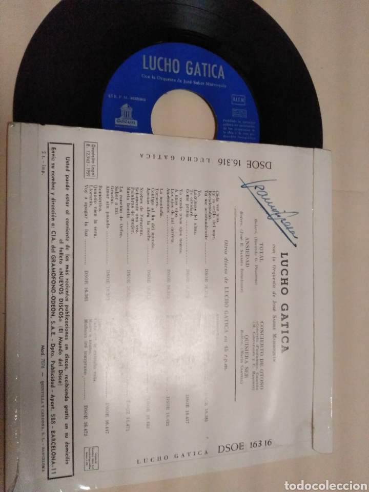 Discos de vinilo: Lucho gatica, total. 1958 - Foto 2