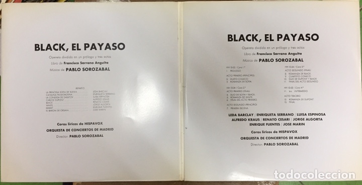 Discos de vinilo: PABLO SOROZABAL - BLACK EL PAYASO - DOBLE LP - 1958, HISPAVOX - Foto 2