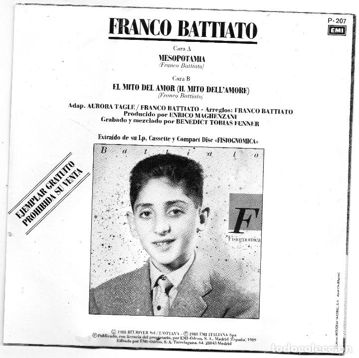 Discos de vinilo: FRANCO BATTIATO - MESOPOTAMIA - SINGLE. - Foto 2