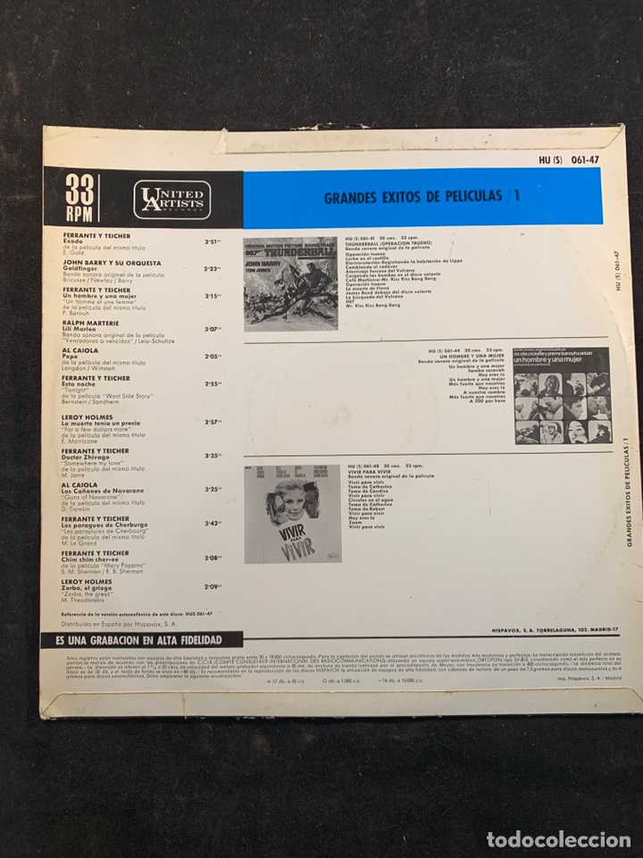 Discos de vinilo: GRANDES &Eacute;XITOS DE PEL&Iacute;CULAS - Foto 2