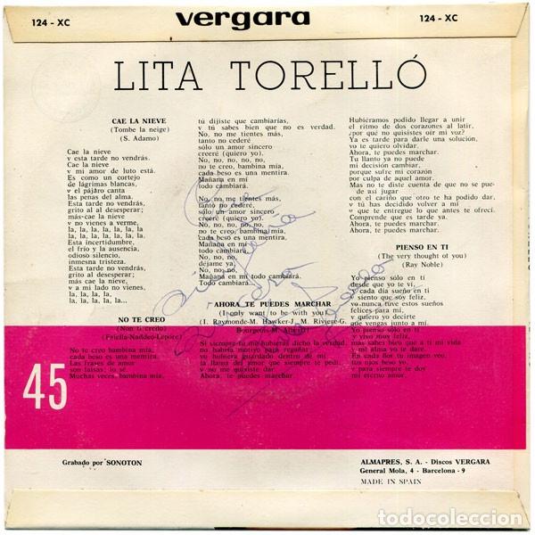 Discos de vinilo: Cae La Nieve - Lita Torell&oacute; - Foto 2