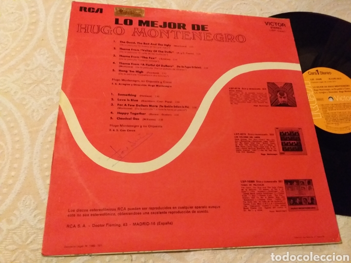 Discos de vinilo: LO MEJOR DE HUGO MONTENEGRO - Foto 2