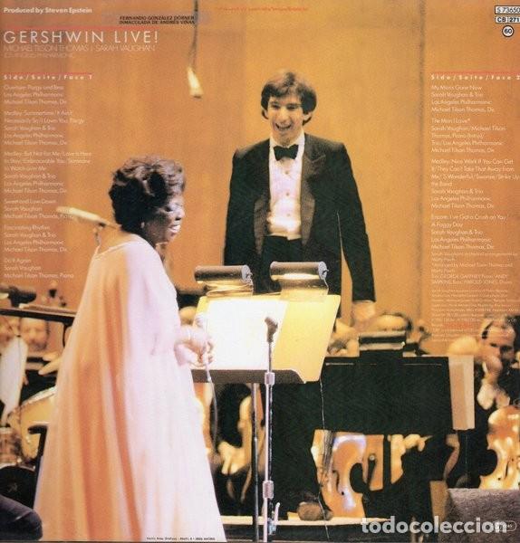 Discos de vinilo: GERSHWIN LIVE. LP. VINILO. INT&Eacute;RPRETES: MICHAEL TILSON THOMAS Y SARAH VAUGHAN - Foto 2
