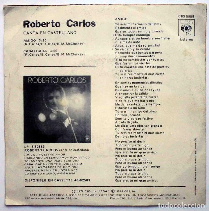 Discos de vinilo: Roberto Carlos - Amigo / Cabalgada - CBS 1977 - Foto 2