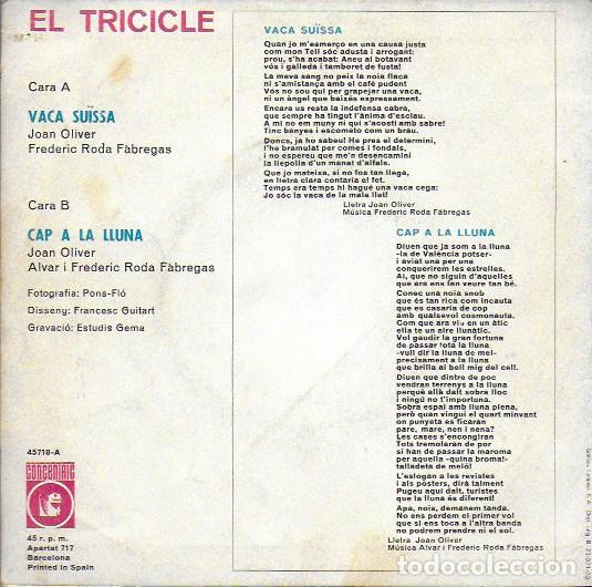 Discos de vinilo: El Tricicle. La vaca su&iuml;ssa - Cap a la Lluna. Concentric, 1970. - Foto 3