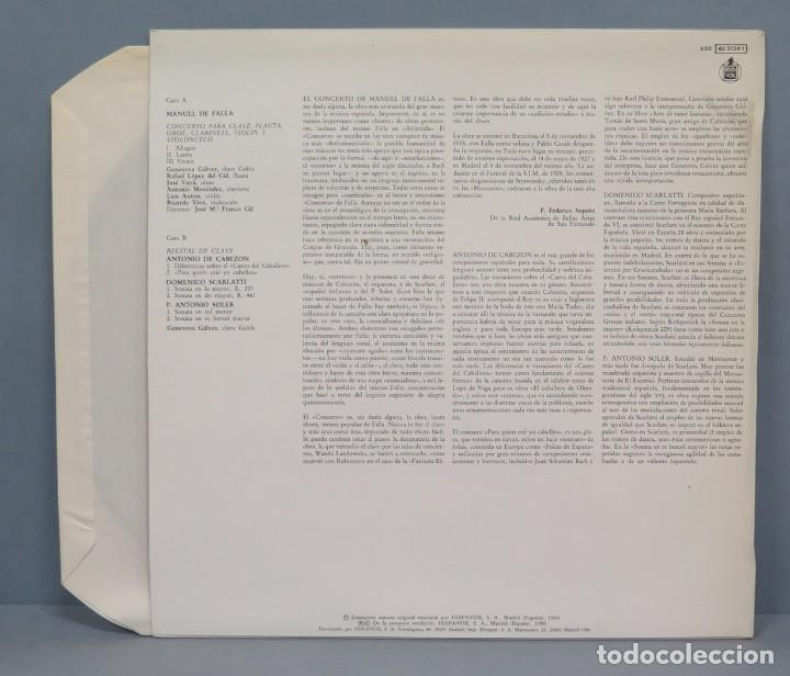 Discos de vinilo: LP. MANUEL DE FALLA. CONCERTO. RECITAL DE CLAVE - Foto 2