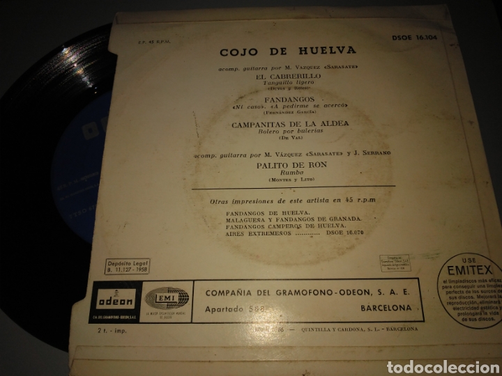 Discos de vinilo: Cojo de huelva - Foto 2