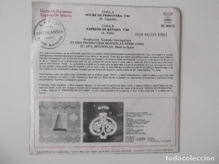 Discos de vinilo: AZAHAR - NOCHE DE PRIMAVERA / EXPRESO DE KETAMA - Foto 2