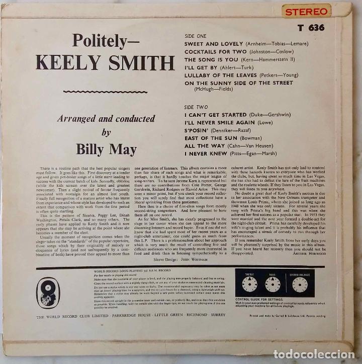 Discos de vinilo: KEELY SMITH, POLITELY. LP ORIGINAL UK STEREO - Foto 2