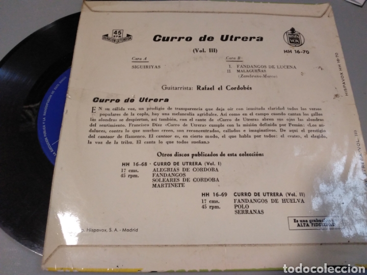 Discos de vinilo: Curro de Utrera - Foto 2